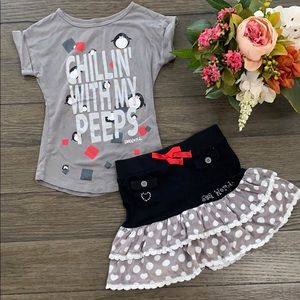 Cute penguin skirt set girls
